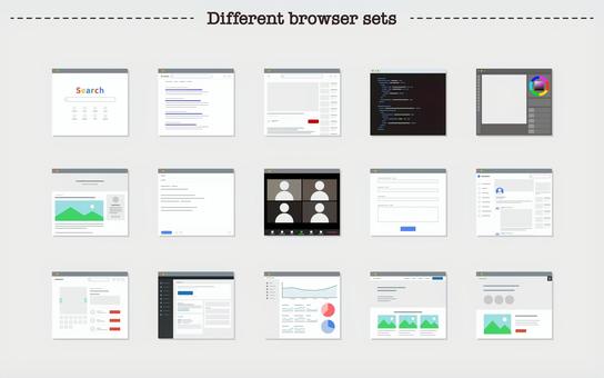 PC 웹 브라우저 소재 세트, 브라우저, 인터넷, 플랫, JPG, PNG 및 AI