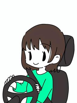 運転する女の子 デフォルメ,シンプル,透過,運転,女の子,ハンドル,車内,シートベルトのイラスト素材
