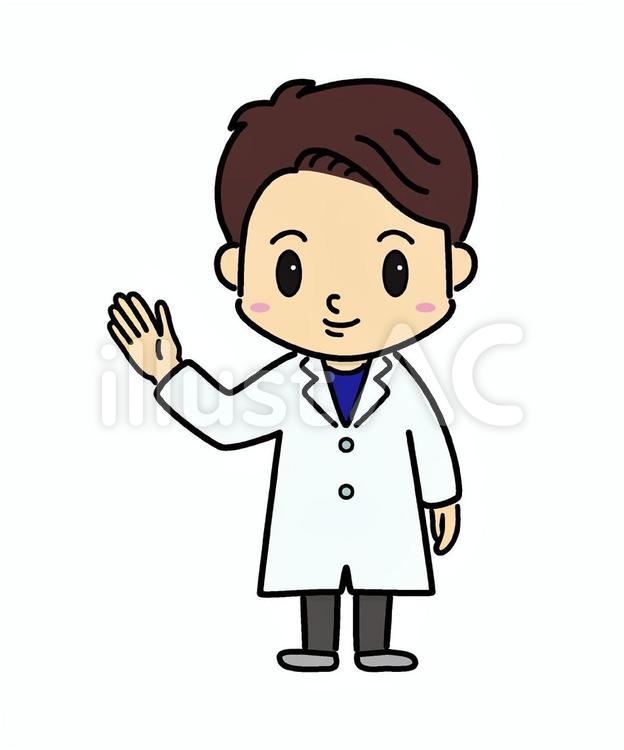【人物】お知らせをする男性　白衣 人物,大人,男性のイラスト素材
