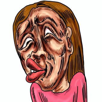 下に見て蔑んでくる嫌な女性 いじわる,陰湿,性悪,悪人,女,蔑み,嘲う,嘲笑,おばさん,人のイラスト素材