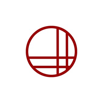 和風の丸い窓（赤） 和風,窓,丸,風流,趣深い,シンプルのイラスト素材