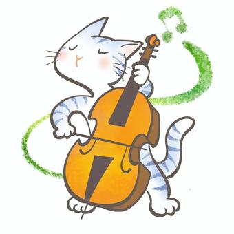 チェロとねこ1 ねこ,チェロ,音楽,音符,音楽家,コンサート,弦楽器,楽器,音楽会,演奏のイラスト素材