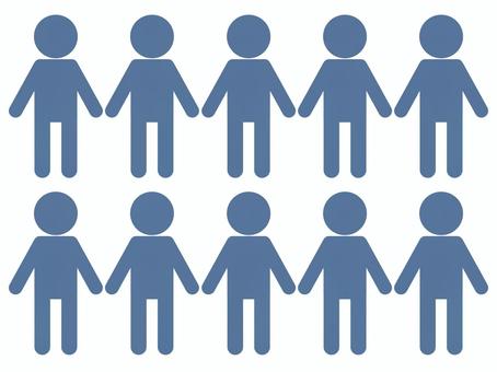 人型アイコン10人が並んだイラスト 人型,ピクトグラム,アイコン,シルエット,人物,10人,統計,グラフ,プレゼン資料,インフォグラフィックのイラスト素材