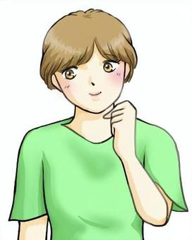 照れている女性 照れている女性 照れる,恋する,中年,ショートカット,30代,女性のイラスト素材