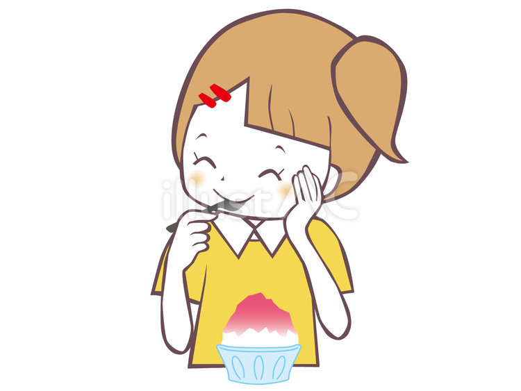 かき氷を食べる女の子 かき氷,子供,夏のイラスト素材