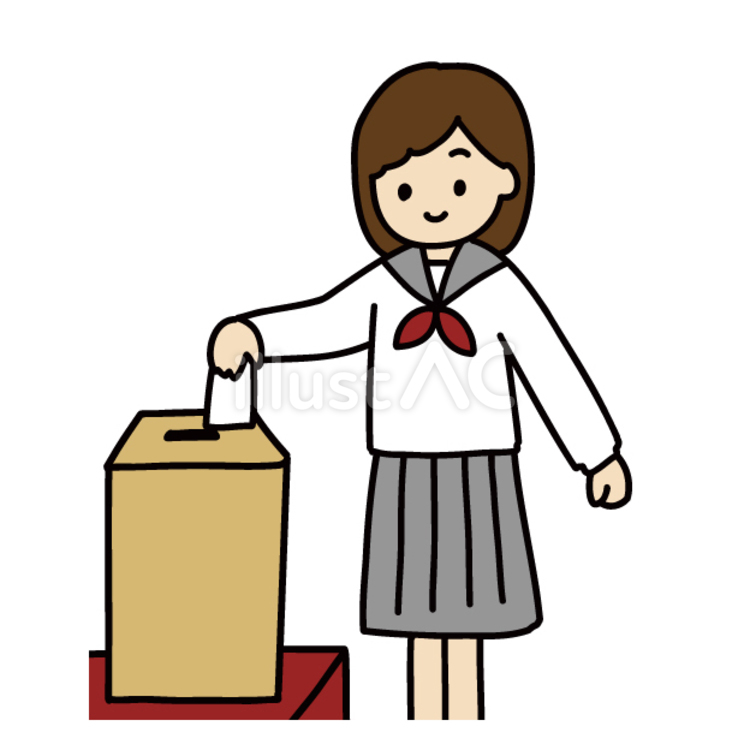 投票する中学生　女子 人物,子ども,学生のイラスト素材