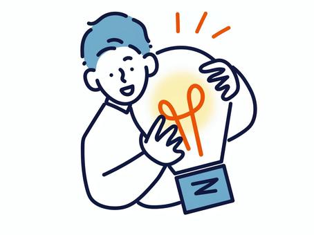 何かをひらめいた男性 ひらめき,ひらめく,アイディア,分かる,発見,考案,解決,発想,ビジネス,ビジネスマンのイラスト素材