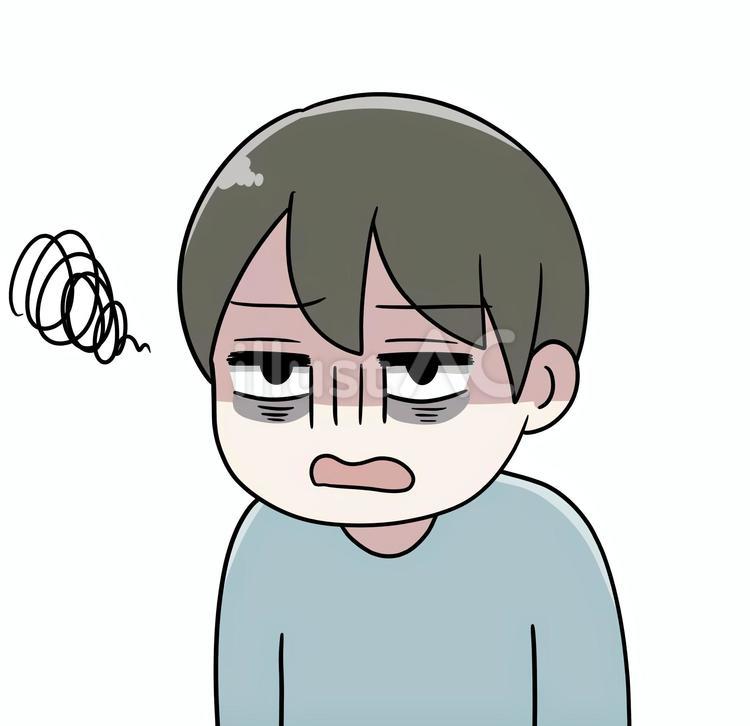 寝不足な男の子 悩む,悶々,ストレスのイラスト素材