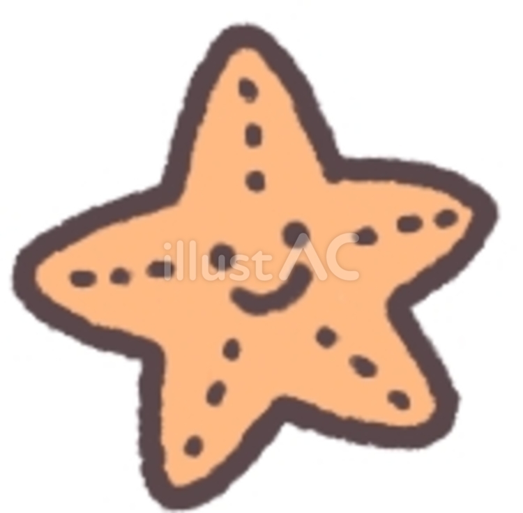 手書きのヒトデ　顔あり ヒトデ,海星,手書きのイラスト素材