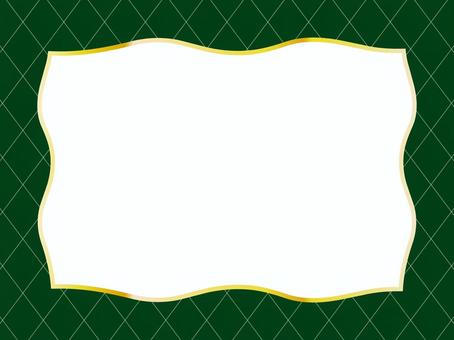 緑のクロス背景と白枠金ライン 背景,クロス,格子,模様,ゴールド,金,ライン,緑,白,メッセージのイラスト素材