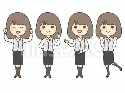 受付窓口の女性スタッフ_全身