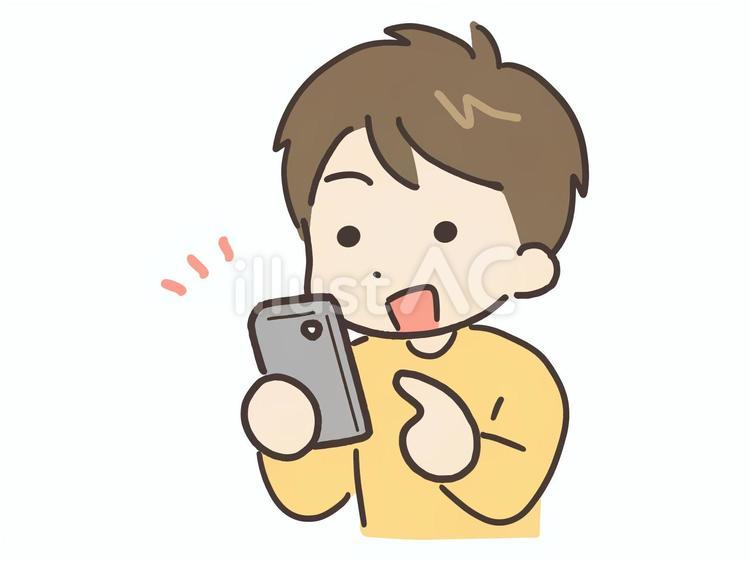 笑顔でスマホを操作している若い男性 男性,スマホ,笑顔のイラスト素材