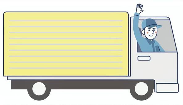 配送トラック　横 トラック,軽トラ,配送,配達,宅配,車,運送業,仕事,人物,男性のイラスト素材