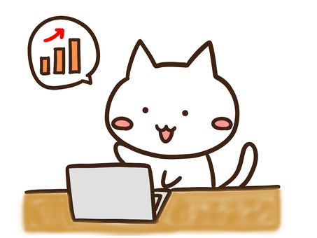 パソコンで株価値上がりを確認し喜ぶ白ねこ パソコンで株価値上がりを確認し喜ぶ白ねこ パソコン,株価,値上がり,喜ぶ,ねこ,かわいい,手書き,ゆるい,シンプル,デフォルメのイラスト素材
