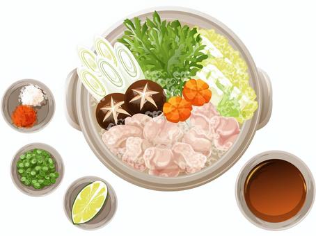 水炊き 水炊き,鍋物,料理,食べ物,冬,鶏肉,にんじん,白菜,しいたけ,ネギのイラスト素材