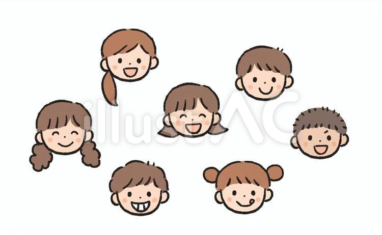 いろんな子供たちの顔 子供達,色々,子供のイラスト素材
