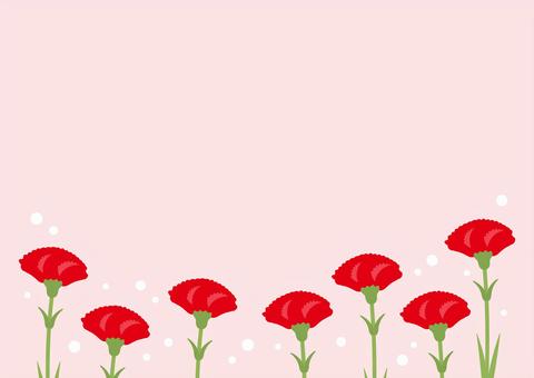 カーネーションの母の日フレーム01 母の日,カーネーション,背景,5月,リボン,ハート,春,花,手描き,行事のイラスト素材