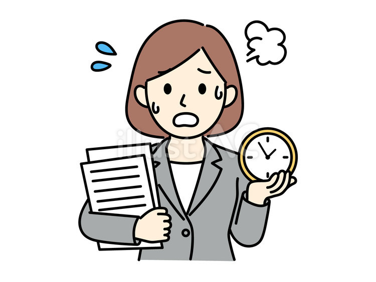 仕事に追われているスーツの女性 スーツ,女性,社会人のイラスト素材