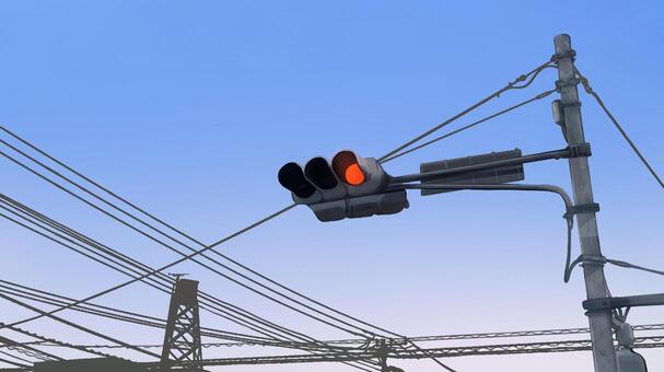 赤の信号機　背景イラスト 信号機,信号,背景,壁紙,手描き,手書き,イラスト,フリー,無料,フリー素材のイラスト素材