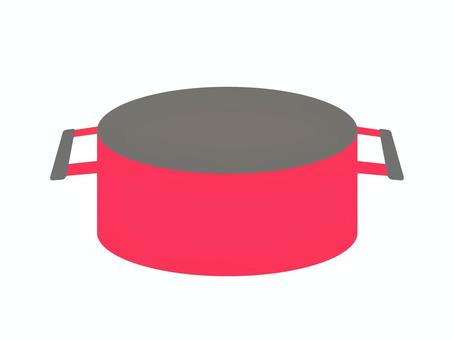 赤い鍋のシンプルなイラスト 鍋,シチュー鍋,調理器具,料理,道具,金属,赤,シンプル,フラット,両手のイラスト素材