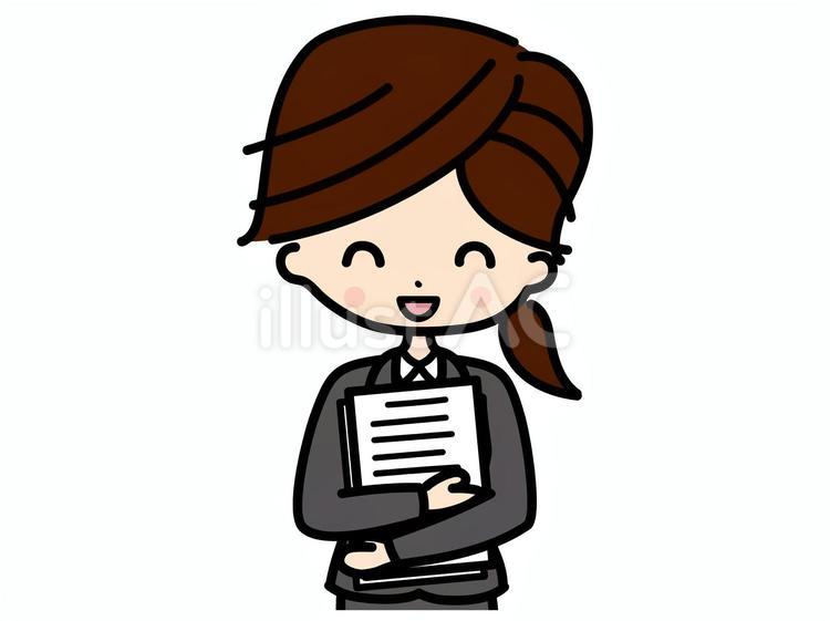 書類を持つ女性・スーツ1（カラー） 女性,書類,持つのイラスト素材