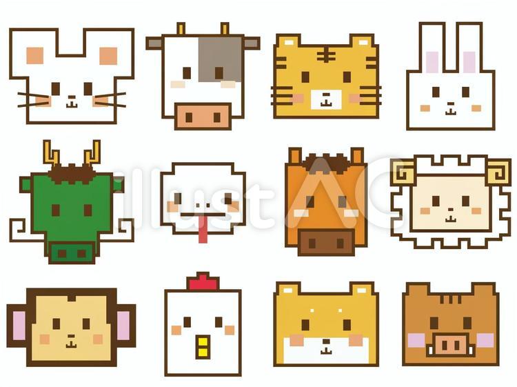 干支（顔・四角） 干支,年賀状,ねずみのイラスト素材
