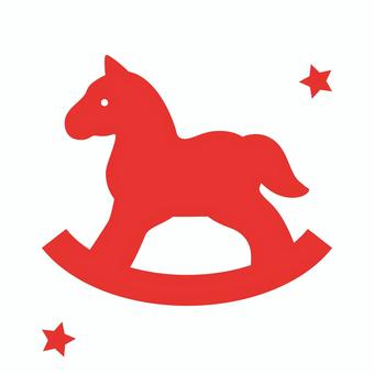 ロッキングホース_赤 ロッキングホース_赤 木馬,クリスマス,アイコン,モチーフ,馬,おもちゃ,ロッキング,ロッキングホース,シンプル,大人っぽいのイラスト素材