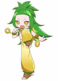 擬人化フルーツ【パイナップル】 擬人化,フルーツ,パイナップル,パイン,女の子,女性,ファイター,格闘家,かわいい,元気のイラスト素材