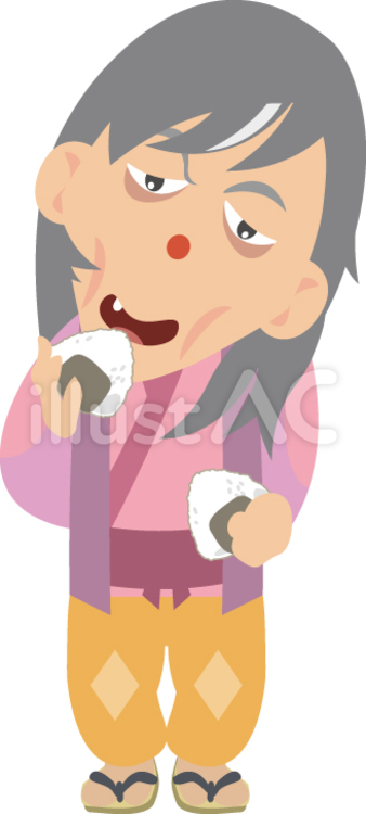 おむすびを食べるおばあさん おばあさん,おむすび,老人のイラスト素材