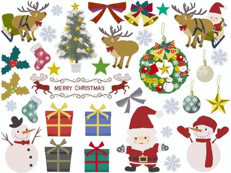 Christmas illustration set, Christmas illustration set, christmas, santa claus, reindeer,