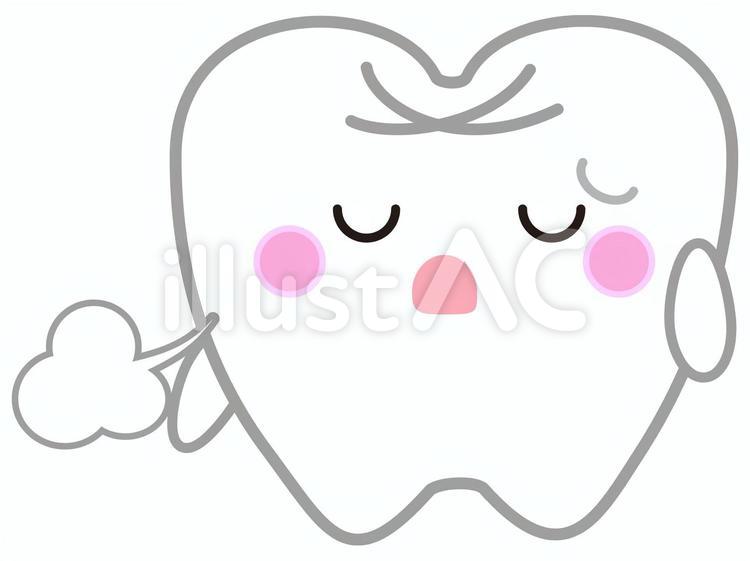ため息の歯くん 歯,ため息,疲れのイラスト素材
