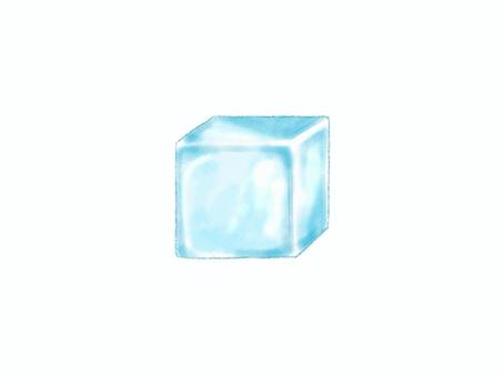 水彩画風氷(1個)のイラスト 氷,水,冷たい,涼しい,冷やす,水彩,手描き,夏のイラスト素材