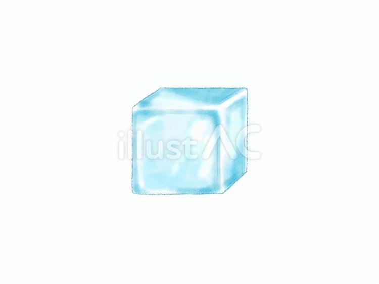 水彩画風氷(1個)のイラスト 氷,水,冷たいのイラスト素材