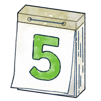 数字の5のカレンダー水彩イラスト カレンダー,日めくり,数字,5,5月,5日,水彩,手描き,シンプル,生活のイラスト素材