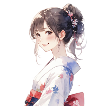 浴衣姿の若いの女性　AI生成画像 