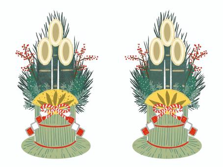 門松 門松,新年,正月,正月飾り,飾り,装飾,手描き,かわいい,やさしいのイラスト素材