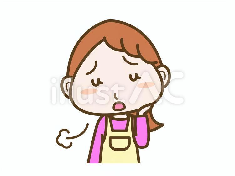 女性表情　ため息 女性,妻,母親のイラスト素材