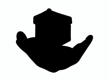 手の平に乗せたプレゼントのシルエット 手の平,プレゼント,ギフトボックス,贈り物,乗せる,両手,シルエット,黒のイラスト素材