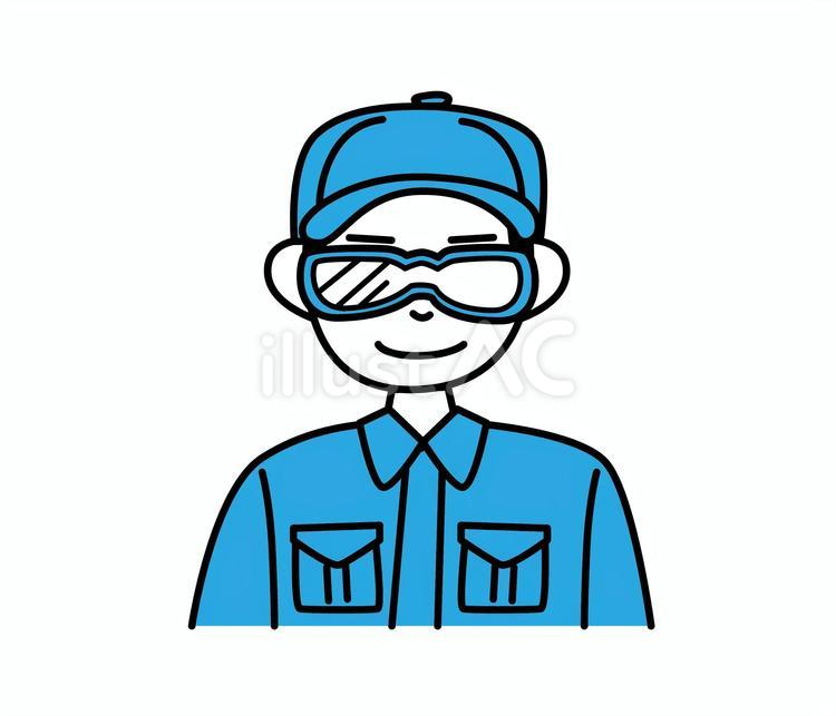 ゴーグルをする工場作業員の男性 工場,作業員,社会人のイラスト素材