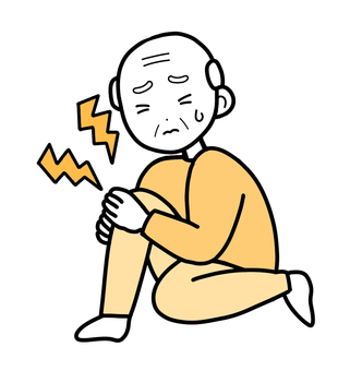シンプルひざ痛いおじいちゃん（y） シンプル,人,男,おじいちゃん,おじさん,祖父,痛い,痛み,辛い,しんどいのイラスト素材
