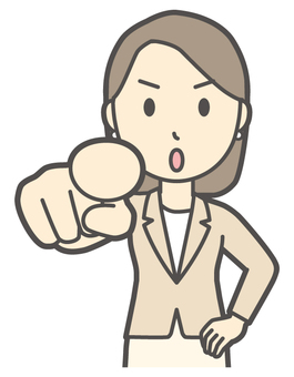  カジュアルスーツ女性-495-バスト 指さす,真剣,会社員,女性,スーツ,ビジネス,仕事,ol,人,大人のイラスト素材