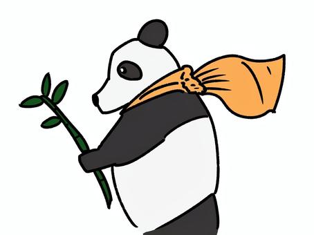パンダ パンダ,動物,生き物,笹,スカーフ,全身,かわいい,１頭,単体,白黒のイラスト素材