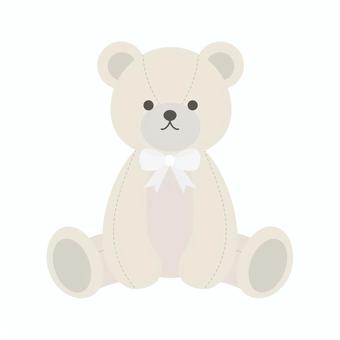 リボンを付けたホワイトテディベア ホワイトテディベア,テディベア,ぬいぐるみ,くま,マフラー,お座り,おもちゃ,リボン付きのイラスト素材