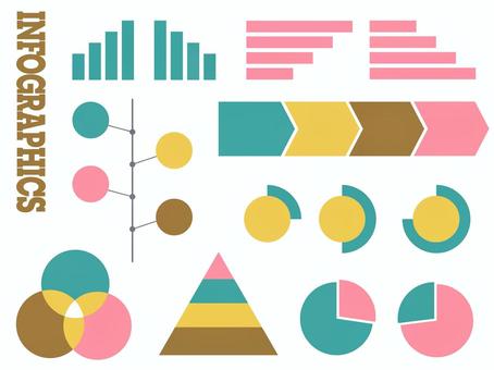フラットなインフォグラフィック素材セット フラットなインフォグラフィック素材セット グラフ,インフォグラフィック,図解,円グラフ,棒グラフ,チャート図,べん図,ピラミッド,順序,パーセンテージのイラスト素材