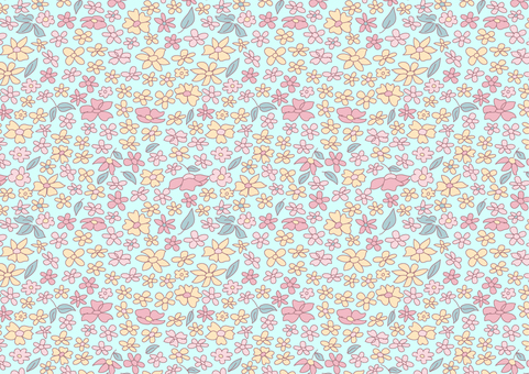 パターン背景16_小花柄_ブルー 花,小花,花柄,背景,パターン,壁紙,手描き,フローラルパターン,総花柄,北欧のイラスト素材