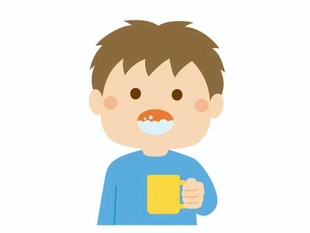ガラガラうがい こども,うがい,ガラガラ,歯磨き,はみがき,風邪予防,コップ,男の子,男児,園児のイラスト素材