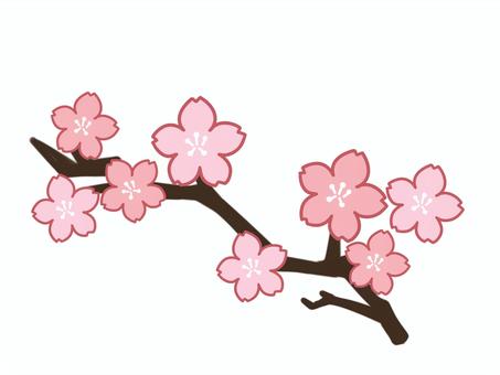 春の桜の枝デフォルメイラスト 花,桜,春,花見,植物,かわいい,デフォルメ,ほのぼの,手描き,手書きのイラスト素材