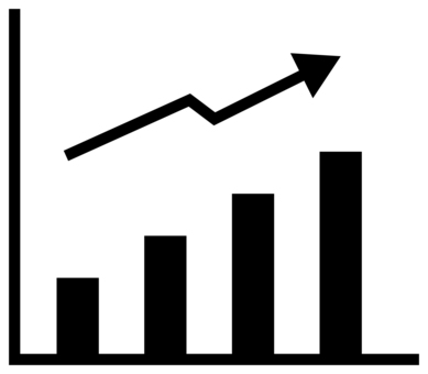 右肩上がりのグラフ 黒 グラフ,上昇,増加,右肩上がり,データ,売上,業績,成績,利益,矢印のイラスト素材