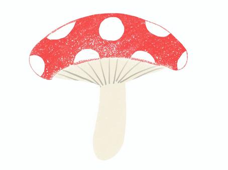 水玉きのこイラスト手描きテクスチャ素材　 きのこ,水玉,メルヘン,毒,シンプル,森,秋,赤,手描き,素材のイラスト素材