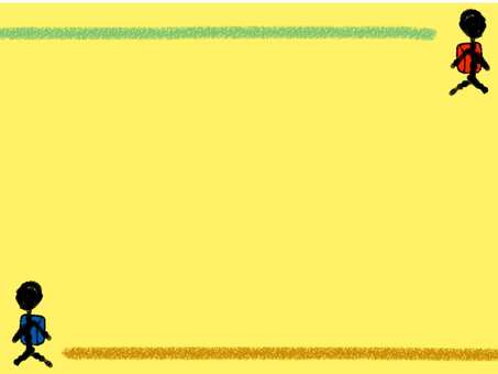 登下校のフレーム 登下校,小学生,人物,シルエット,シンプル,フレーム,イエロー,ランドセル,歩行,子供のイラスト素材